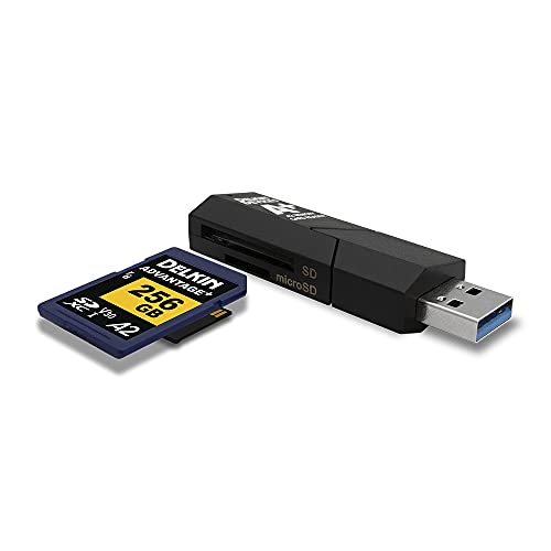 Delkin Devices 3.1 USB SD Card and microSD Reader, 2-in-1 Dual Slot, 170 MB/s High-Speed Data Transfer, Windows & Mac Compatible (DDREADER-55)