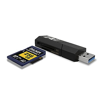 Delkin Devices 3.1 USB SD Card and microSD Reader, 2-in-1 Dual Slot, 170 MB/s High-Speed Data Transfer, Windows & Mac Compatible (DDREADER-55)