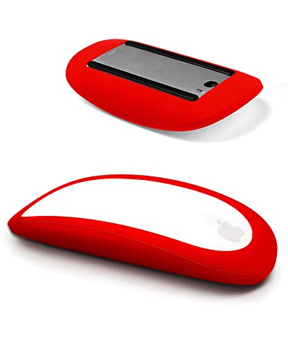 Magic Mouse Silicone Case Cover for Apple Magic Mouse 1 & 2, Red | Soft ultra-thin silicone skin, dust-resistant, shock-absorbing, anti-scratch, easy to install - color: 1-red