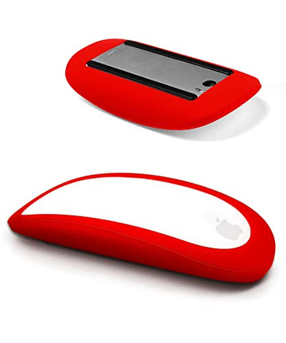 Magic Mouse Silicone Case Cover for Apple Magic Mouse 1 & 2, Red | Soft ultra-thin silicone skin, dust-resistant, shock-absorbing, anti-scratch, easy to install - color: 1-red