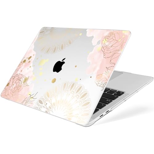 MecBevia Compatible with MacBook Pro 13 inch Case 2022 2021 2020 Release M2 M1 A2338 A2251 A2289, Plastic Hard Shell&Keyboard Cover&Screen Protector&Webcam Cover&Type-C Adapter, Vector Flower2 - color: Vector Flower2