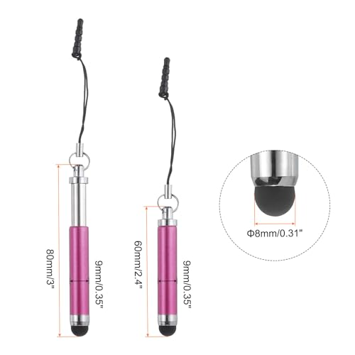 MECCANIXITY 5pcs Metallic Stylus Pen Retractable Aluminum Alloy Mini Capacitive Pens for Universal All Touch Screen Devices, Rose Red - color: Rose Red