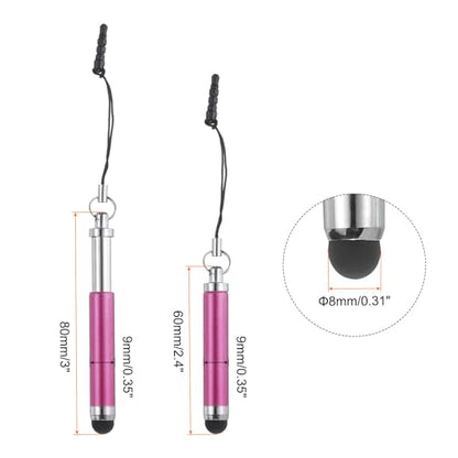 MECCANIXITY 5pcs Metallic Stylus Pen Retractable Aluminum Alloy Mini Capacitive Pens for Universal All Touch Screen Devices, Rose Red - color: Rose Red