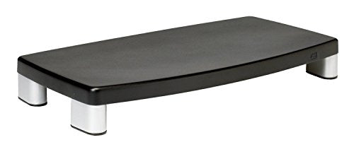 3M Extra Wide Adjustable Monitor Stand, Three Leg Segments Simply Adjust Height from 1" to 5 7/8", Sturdy Platform Holds Up to 40 lbs, 16-inch Space Between Columns for Storage, Silver/Black (MS90B)