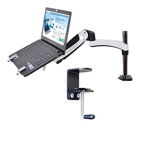 DL-GM112-LP1 Full Motion Aluminum Air Press Gas Spring Dual Arm Laptop Desktop Mount Swivel Grommet Hole Clamp Notebook Tray(for 0-58mm Desk) - color: For 0-58mm Desk