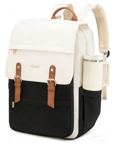 LOVEVOOK Laptop Work Backpack for Women Travel Teacher Nurse | Water-Resistant,Computer Backpack,Multiple Pockets, Vintage Aesthetic Daypack for Travel Teacher Nurse - color: Black & White, size: 15.6 inch