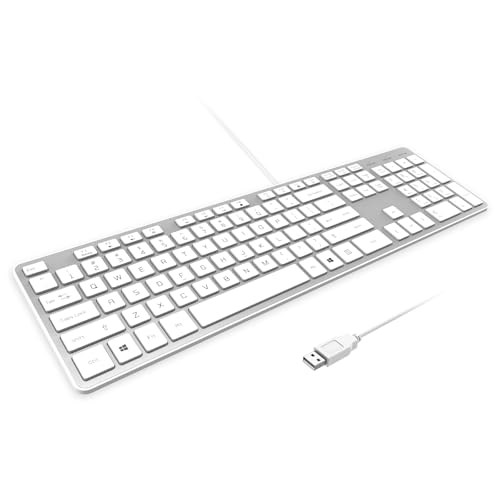 USB Wired Keyboard for window,Comfortable Quiet Chocolate Keys, Durable Ultra-Slim Wired Computer Keyboard(QWERTY) for PC, Windows 11/10/8/7/XP/Vista KB1430 (Sliver, Wired Keyboard For Windows) - color: Sliver