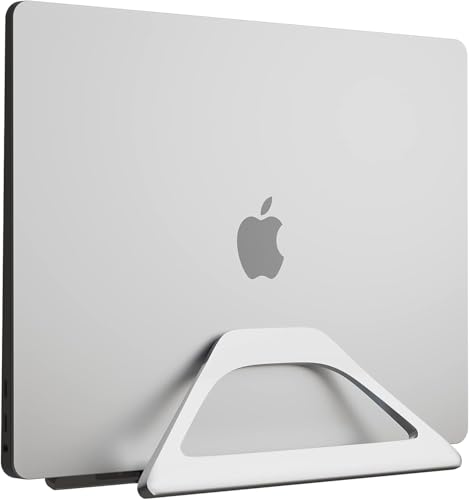 Aluminum Vertical Laptop Stand with Gravity Auto-Lock – Adjustable Laptop Holder Vertical fits MacBook Pro/Air, Chromebook & Gaming Laptops up to 17.3" – Space-Saving Desktop Dock - Silver - color: Silver