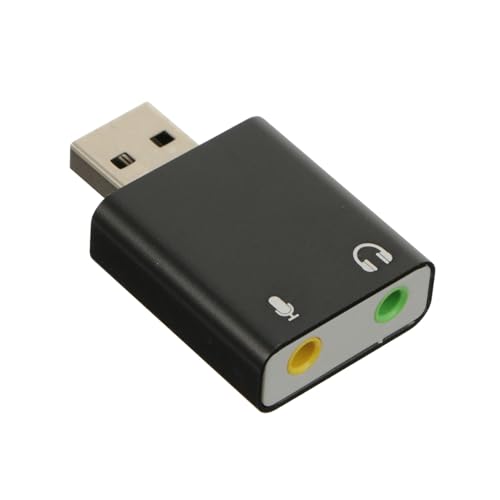 Aluminum USB External Sound Card Adapter with Channel Stereo Audio Headphone and Microphone Jack for Laptop Desktop Portable USB Audio Interface for Plug and Play Music Playback