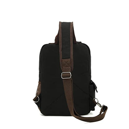 Sechunk Canvas Messenger Bag Sling Bag Crossbody Bag Shoulder Bag Retro Cross Body Handbags - color: Black, size: Large