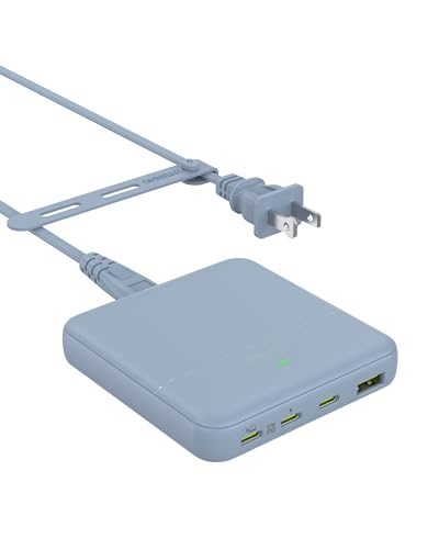 USB C Charging Station 67W, 4-Port Slim USB C Charger Block for iPhone 17/16/15, MacBook Air/Pro with 5ft Extension Cord, 3 USBC, 1 USB-A, Fast Charging Desktop Charger for Home Office Travel, Blue - color: Blue