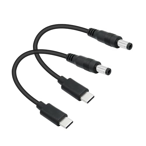 Short DC 5.5mm x 2.1mm to USB C Power Cord 6", USB Charging Cable 5A/3A | DC 5521 Male to USB Type C Male Plug Power Conversion Cable, for LED Lamp, Small Fan etc USB C Low Power Equipment (2Pcs) - style: DC 5521 Male to Type C Male