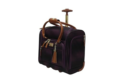 Steve Madden Designer 15 Inch Carry on Suitcase- Small Weekender Overnight Business Travel Luggage- Lightweight 2- Rolling Spinner Wheels Under Seat Bag for Women (Shadow Purple) - color: Shadow Purple