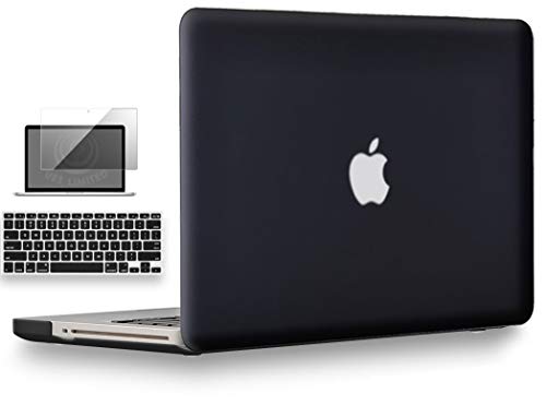 UESWILL 3in1 Smooth Matte Hard Shell Case Cover Compatible with MacBook Pro 15 inch with CD-ROM (Non-Retina) (Model A1286) + Keyboard Cover and Screen Protector + Microfibre Cleaning Cloth, Black - color: Black, size: MacBook Pro 15" (CD-ROM Drive)