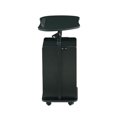 Techni Mobili Adjustable Laptop Cart w/Storage, Rolling Mobile Desk, Black | Adjustable laptop cart with storage cabinet, shelf, locking wheels, sit‑stand height for home office, bedside, classroom - color: Black