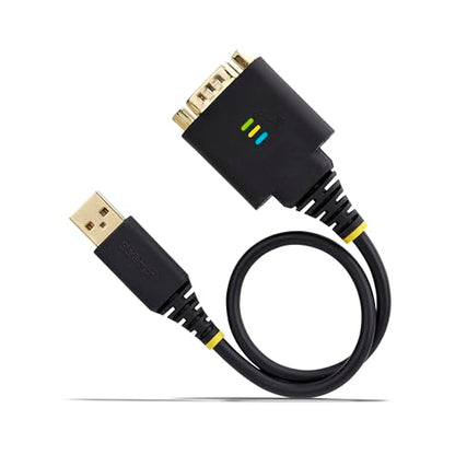 StarTech 1ft USB to Serial Adapter Cable, FTDI, 30cm (1P1FFC-USB-SERIAL) | USB-A to DB9 RS232, Interchangeable DB9 Screws Nuts, COM Retention, LED Indicators - size: 1ft