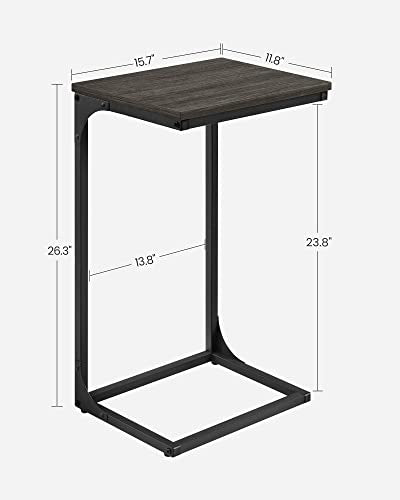 VASAGLE C-Shaped End Table, Side Table for Sofa, Couch Table with Metal Frame, Small TV Tray Table for Living Room, Bedroom, Ebonized Oak Finish and Black ULET353B42 - color: Ebonized Oak Finish + Black