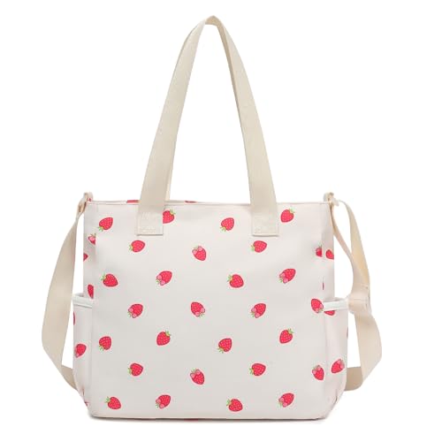 Phaoullzon Kawaii Messenger Bag Cute Purse Girls/Teens Crossbody Tote for Work - color: Strawberry, style: Large(can Fit 14" Laptop)