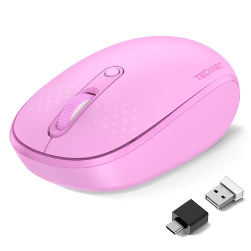 TECKNET Bluetooth or 2.4GHz Wireless Silent Mouse,Multiple Colors Available | 4 Buttons Portable Cordless Mice for Chromebook, Laptop, PC, Mac - color: Red