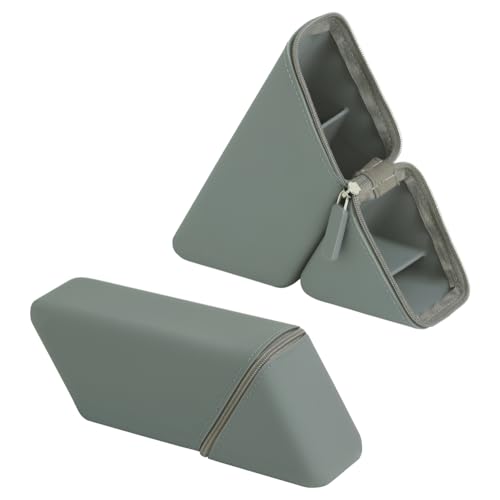 Portable Silicone Pen Holder Case with 60° Dividers, Triangle Stand Design, Organizer for Pencils Pens Markers, School Office Travel Desk Accessory(Gray) - color: Gray