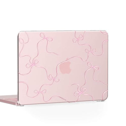 Feams for MacBook Neo 13 Inch Case 2026 A3404, Stylish Protective Clear Case Hard Shell Transparent Cover for MacBook Neo 13 Inch 2026 (A18 Pro Chip) with Keyboard Cover, Pink Bow Ribbon - color: Pink Bow Ribbon