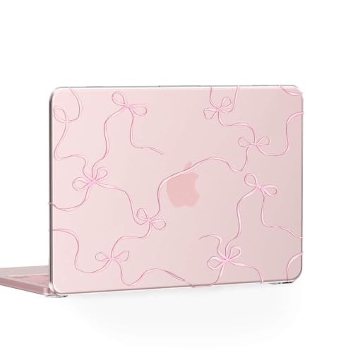 Feams for MacBook Neo 13 Inch Case 2026 A3404, Stylish Protective Clear Case Hard Shell Transparent Cover for MacBook Neo 13 Inch 2026 (A18 Pro Chip) with Keyboard Cover, Pink Bow Ribbon - color: Pink Bow Ribbon