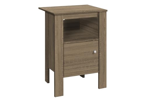 Penau Accent Table, Side Table, Nightstand with Storage, Brown Laminate Design, Spacious Open Shelf, Closed Cabinet, Sturdy Square Legs, 17.25 Inchs L x 14 Inchs W x 24.25 Inchs H