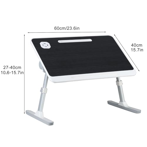 Laptop Bed Tray Table, Adjustable Laptop Bed Stand, Portable Standing Table with Foldable Legs, Foldable Tablet Table for Sofa Couch Floor Black - color: Black