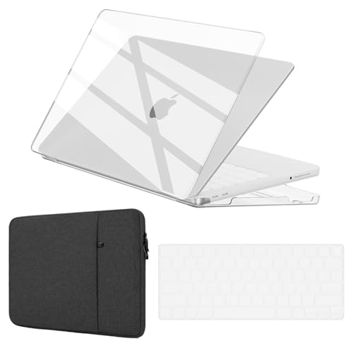 ProElife 3-in-1 for MacBook Neo, Clear Hard Shell, Sleeve & Keyboard Cover | Black Laptop Case, Clear Keyboard Skin, Heat Dissipation, Precision Fit, Water-Resistant & Reusable, Complete Accessory Kit - color: Clear+Black