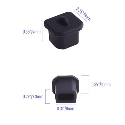 10 PCS USB-B Port Anti-dust Plugs, Silicone Covers Caps Stoppers, Port Protector for Printer, Fax, Scanner, 0.31 x 0.29 (LxW) - size: USB-B/Black/10 PCS