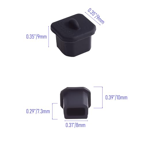 10 PCS USB-B Port Anti-dust Plugs, Silicone Covers Caps Stoppers, Port Protector for Printer, Fax, Scanner, 0.31 x 0.29 (LxW) - size: USB-B/Black/10 PCS