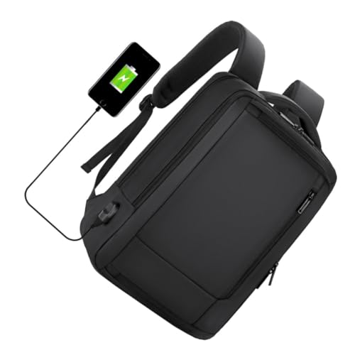 TEHAUX Large Capacity Business Laptop Backpack for Men USB Charging Work Bag with Portable Design Spacious Black Multifunctional Commuter Bookbag for Office and Travel