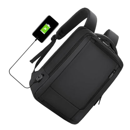 TEHAUX Large Capacity Business Laptop Backpack for Men USB Charging Work Bag with Portable Design Spacious Black Multifunctional Commuter Bookbag for Office and Travel