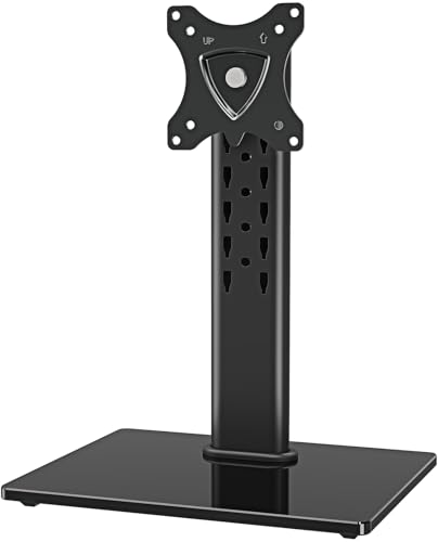 MOUNTUP Monitor Stand for Desk, Freestanding Monitor Mount Fits 13-32 inch Screen up to 17.6 lbs, Screen Stand with Swivel, Height, Rotation Adjustment, VESA Mount 100 x 100mm, 75 x 75mm - size: Single