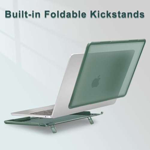 MOSISO Compatible with MacBook Air 13 inch Case M5 M4 M3 M2, Emerald Green | 4 in 1 Kit Anti-Crack Hard Shell with Kickstand for MacBook Air 13.6 inch Case 2026-2022 A3449 A3240 A3113 A2681 - color: Emerald Green