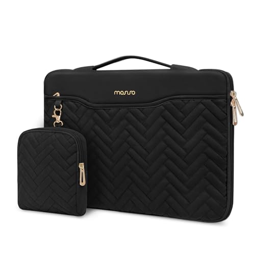 MOSISO 360 Protective Laptop Case, 13-13.3 inch Laptop Sleeve, Black | Compatible with MacBook Neo/Air 13.6/Pro 13/Pro 14, HP Dell ASUS, Rectangle Quilted Bag with Handle&Pocket&Small Case - color: Black, size: 13.3 inch