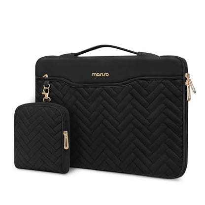 MOSISO 360 Protective Laptop Case, 13-13.3 inch Laptop Sleeve, Black | Compatible with MacBook Neo/Air 13.6/Pro 13/Pro 14, HP Dell ASUS, Rectangle Quilted Bag with Handle&Pocket&Small Case - color: Black, size: 13.3 inch