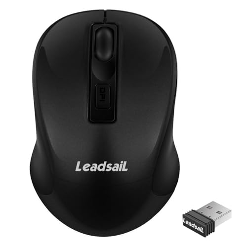LeadsaiL Wireless Mouse, 2.4Ghz USB Cordless Mouse for Laptop, Compact Silent Mice, 4 Buttons, 3 Adjustable DPI, Ergonomic Optical Mouse for MacOS and Windows Coumpter, Notebook - color: Black