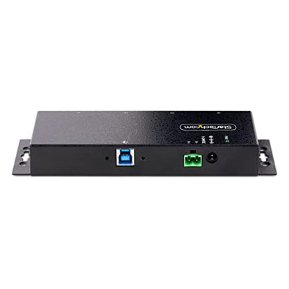 StarTech 4-Port Industrial USB 3.0 Hub 5Gbps, TAA (5G4AINDNP-USB-A-HUB) | 4x USB-A ports, ESD protection, DIN wall and desk mountable, Locking ports, Terminal block 5-24V DC