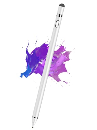 Kenkor Stylus Pen for Touchscreen, Rechargeable Digital Fine Point Active Tablet Pencil, Stylus Pen for iPhone/Switch/Android/Apple iPad Pro/Air/Mini/Samsung/Cellphone/Tablet Drawing & Writing - White - color: White