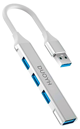 4-Port USB Hub 3.0, DUOYHIEL Portable Fast Data USB Hub Splitter for Laptop, USB Extender Compatible with Desktop, PC, MacBook, Keyborad iPad, Surface Pro, for Camera and More USB Devices