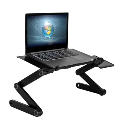 Portable Laptop Stand for Bed Lap Desk Lightweight Folding Bed Desk with Built-in Cooling Fans and Mouse Pad Tray 360-Degree Rotation Bed Table with Adjustable Height & Tilt for Bed, Table, Black