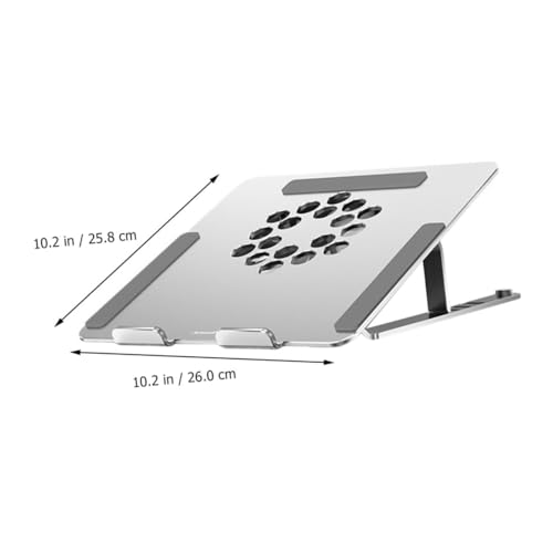 TEHAUX Aluminum Alloy Laptop Cooling Pad Adjustable Height Ventilated Support Stand with Quiet Fan for Notebooks to 17.3 Inch Silver for Gaming and Office Use