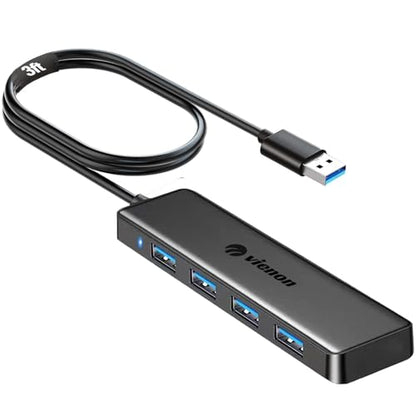 USB Hub, VIENON 4-Port USB 3.0 Hub USB Splitter USB Expander for Laptop, Xbox, PS4/5, Flash Drive, HDD, Console, Printer, Camera,Keyborad, Mouse-3.3ft - size: 3FT