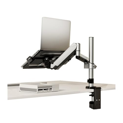 Listed TV Mount 2 in 1 Laptop Desk Mount with Tray for 17-32" Monitor and 12-17" Laptop, Holds 19.8 lbs, Fully Adjustable Laptop Desk Arm with Clamp/Grommet Base Motion TV Bracket