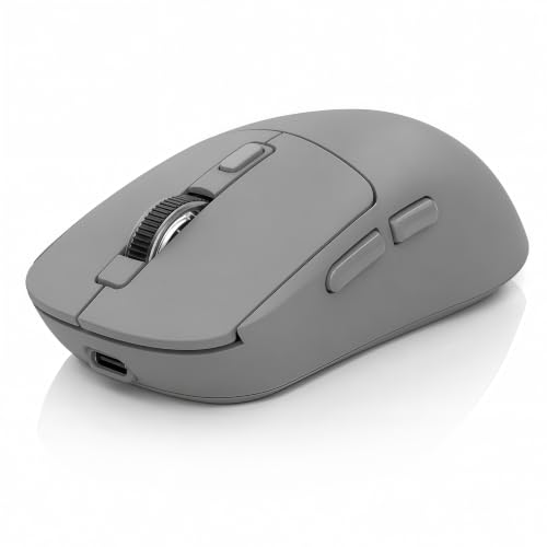 Gizdot-M1 Bluetooth Wireless Mouse for MacBook/Laptop/Mac - Gray | 4-Mode Connections Multi-Device, 3-level DPI, Mouse Jiggler, Silent Click, Ergonomic, Side Buttons, Type-C Rechargeable - color: Gray