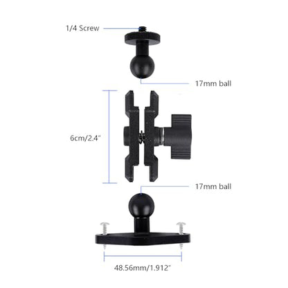 Aluminum 1/4"-20 Mount with Drill Plate Base for Monitors, CCTV Cameras, Camcorders, 360° Rotation Adjustable Camera Mount for Installation on Car Dashboard, Ceiling, and Walls