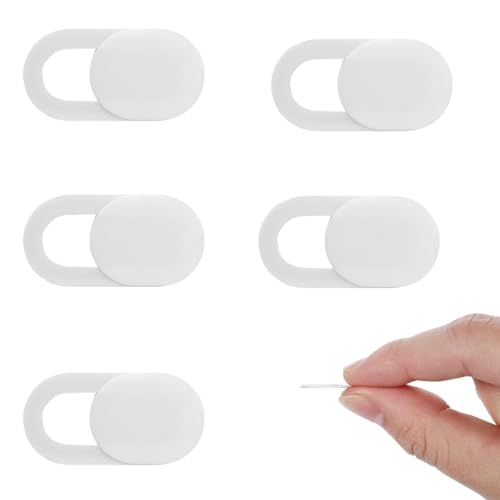 5 Pcs Webcam Cover Slide Camera Privacy Cover Ultra Thin Laptop Webcam for Office Computer Tablet and Desktop Use(White) - color: White