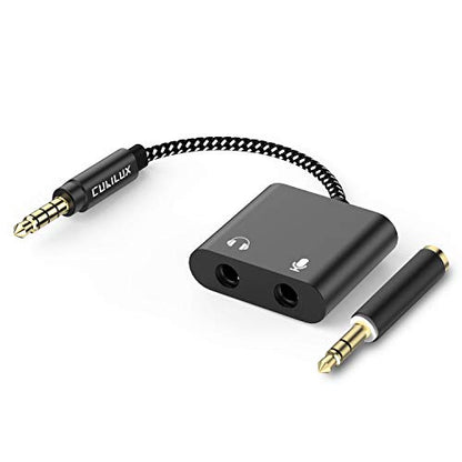 3.5mm Headphone Microphone Combiner, 3.5mm TRRS Male to TRS Female AUX MIC Splitter Compatible with Xbox One/360 PS4 PS5 MacBook Laptop PC Phone Computer Rode VideoMicro - color: Black, size: 3.5mm, HP+MIC