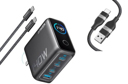 Anker Car Carplay Cable for iPhone 15 16 16 Pro Max Plus,Upcycled Braided USB A to USB C Car Charger&140W USB-C Charger, Anker Laptop Charger,4-Port Multi-Device Fast Charging
